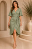 Sage Green Flutter Sleeve Wrap Dress
