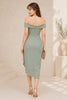 Sage Green Off Shoulder Wrap Midi Dress