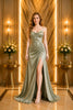 Sage Satin Ruched Maxi Dress