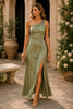 Sage Serenity One-Shoulder Satin Maxi Dress