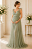 Sage Whisper Pleated Maternity Gown