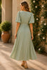 Sage Whisper Puff Sleeve Wrap Maxi Dress