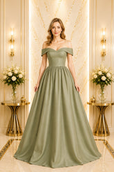 Sage Off Shoulder Ball Gown