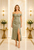 Sage Off Shoulder Midi Dress