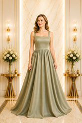 Sage Square Neck A Line Maxi Dress