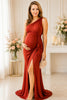 Scarlet Elegance One Shoulder Maternity Gown