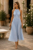 Sky Grace Pleated Halter Midi Dress