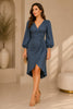 Slate Blue Long Sleeve Wrap Dress