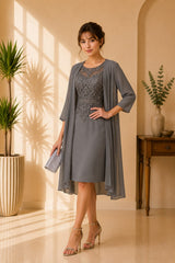 Slate Lace Jacket Dress