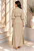 Taupe Belted Button Front Shirt Maxi Dress