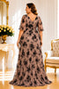 Taupe Black Floral Plus Size Maxi Dress