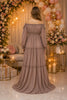 Taupe Off Shoulder Tiered Maternity Maxi Dress