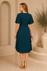 Teal Flutter Sleeve Wrap Dress