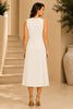 White Cascade Ruffle Midi Dress