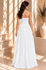 White Ruched Corset Strap Maxi Dress