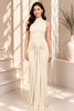 White Ruched Tie Waist Mermaid Maxi Dress