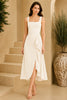 White Square Neck Cascade Draped