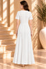 White Textured Button Front Maxi Dress