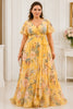 Yellow Floral Plus Size Maxi Dress