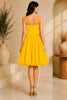 Yellow Strapless Bubble Hem Mini Dress