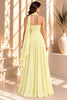 Yellow Strapless Draped Cape Pleated Maxi Dress