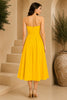 Yellow Strapless Ruched Waist