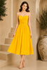 Yellow Strapless Ruched Waist