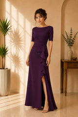 Amethyst Ruffle Slit Gown