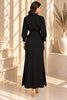 Black Button Front Belted Shirt Maxi Dress