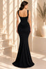 Black Corset Ruched Mermaid Evening Gown