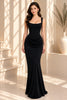 Black Corset Ruched Mermaid Evening Gown