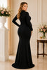 Black Mock Neck Long Sleeve Maternity Maxi Dress
