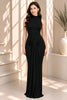 Black Ruched Tie Waist Mermaid Maxi Dress