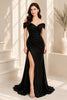 Black Sequin Off-Shoulder Mermaid Evening Gown