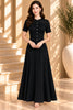 Black Textured Button Front Maxi Dress
