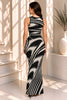 Black & White Abstract Print Sleeveless Maxi Dress