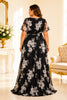 Black and White Floral Plus Size Maxi Dress