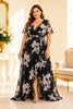 Black and White Floral Plus Size Maxi Dress