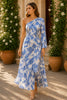 Blue Blossom One-Shoulder Midi Dress