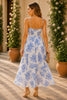 Blue Blossom Sweetheart Floral Midi Dress
