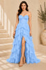 Blue Corset Ruffle High Low Gown