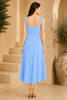 Blue Halter Midi Dress