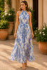Blue Meadow Halter Floral Maxi Dress