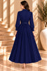 Blue Pleated Belted Shirt Maxi Dress