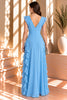 Blue Ruffle Wrap Maxi Dress