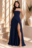 Blue Strapless Draped Cape Pleated Maxi Dress