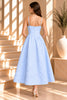 Blue Textured Spaghetti Strap Midi Dress