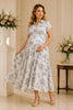 Blue & White Floral Maternity Midi Dress for Everyday Elegance