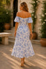 Bluebell Bloom Off-Shoulder Floral Midi Dress