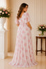 Blush Floral Flutter Sleeve Maxi Gown
